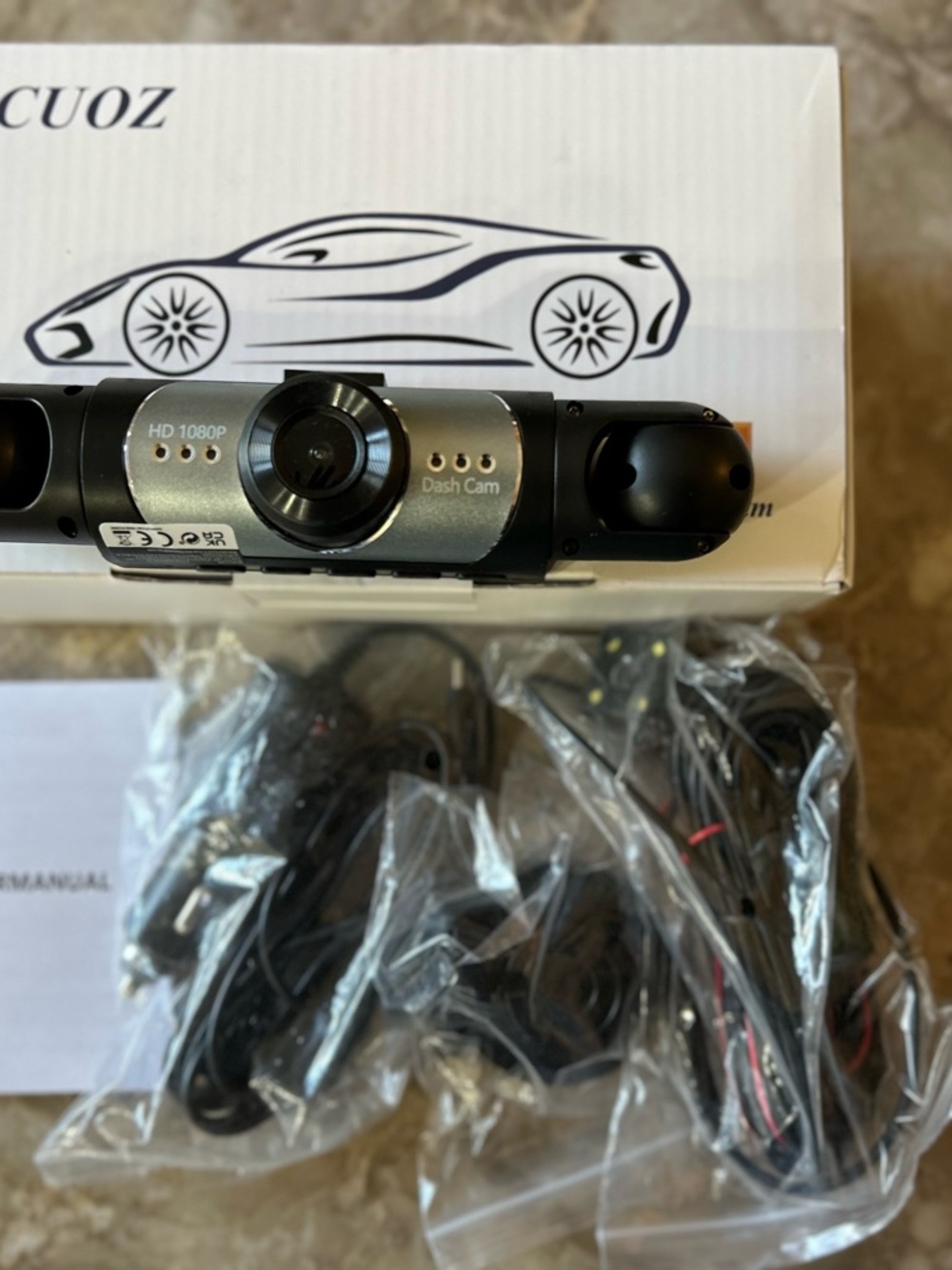 Black Dual Dash Cam HD 1080P with Night Vision
